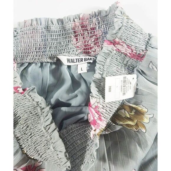 NWT Walter Baker Designer Brand Evon Floral Ruffle Midi Skirt Large Women's - Picture 3 of 5